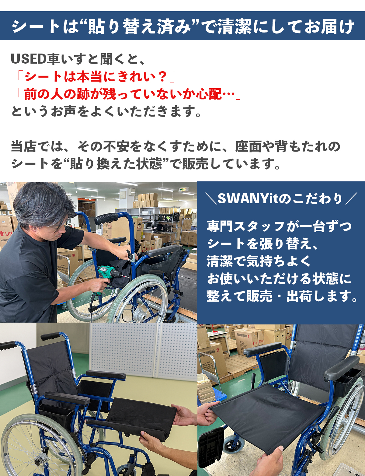 スワニー・ミニ ブルー 車いす 【USED販売】SWANYit(スワニーイット)